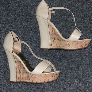 Nude and gold platform wedges ... size 8&1/2